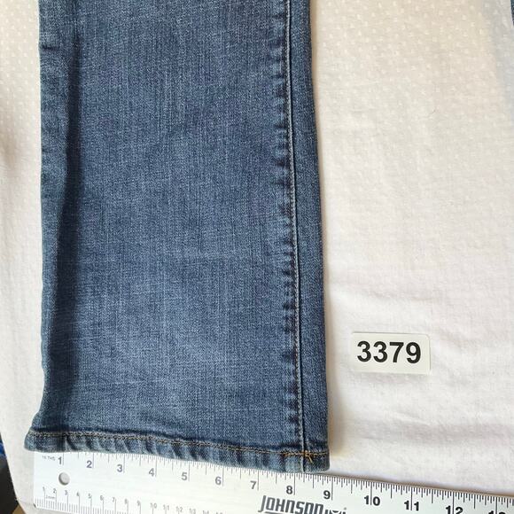 Seven 7 Women Flared Jeans size 30 Blue Low Rise Stretch Beaded - Picture 5 of 12